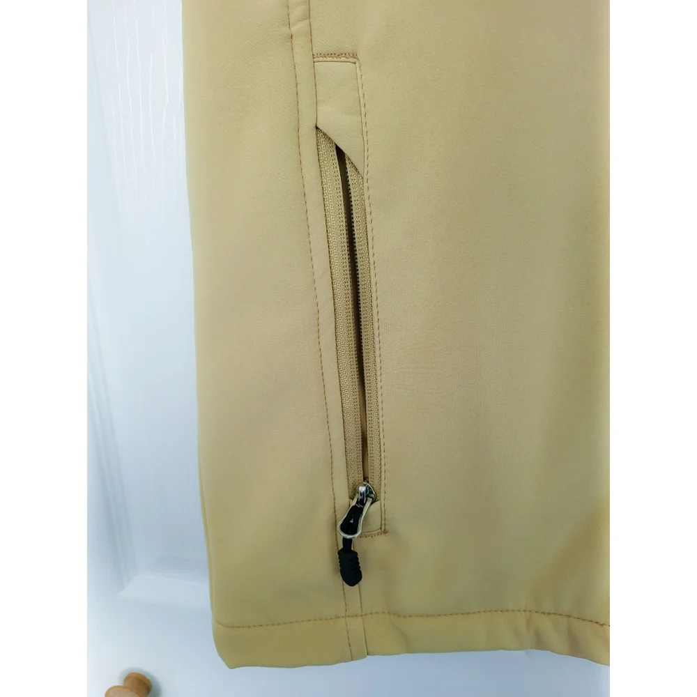 NHL Anaheim Ducks Hockey Fleece Lined Zip-up Tan Athletic Embroider Logo Jacket